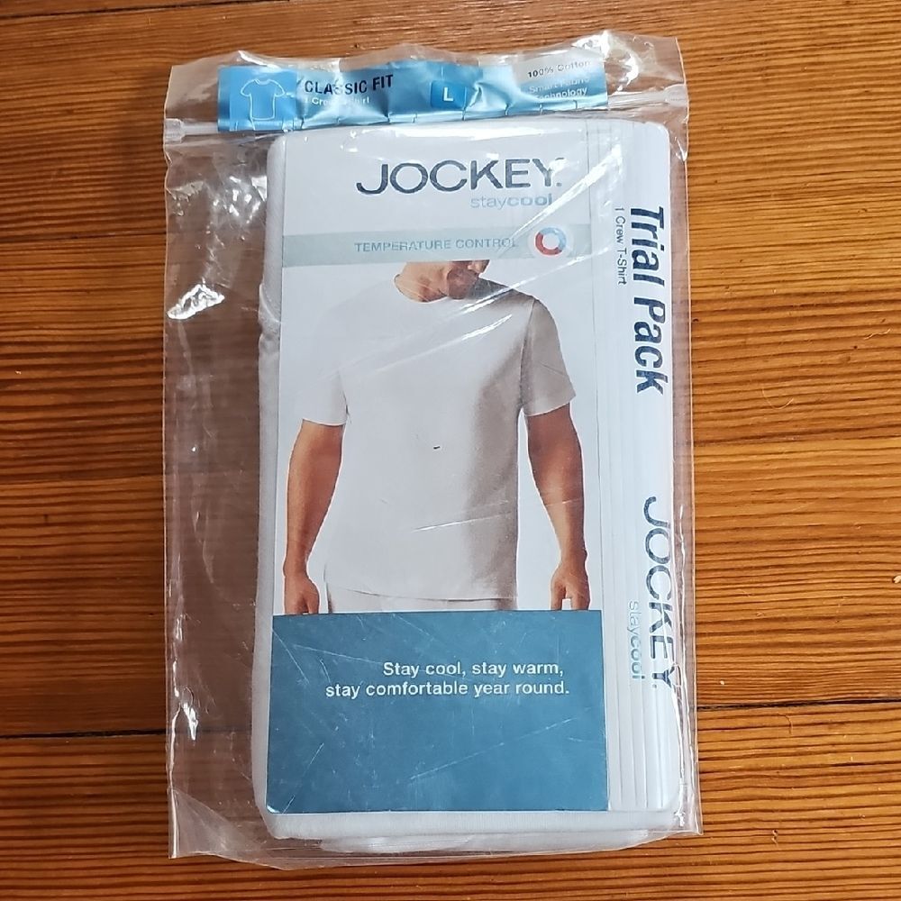 NWT Jockey Men's White Crew T-Shirt Underwear. Size Large.